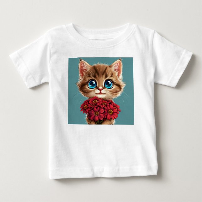 Camiseta Gato de desenho animado fofo (Frente)
