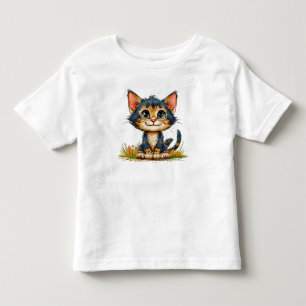 Camiseta Gato de desenho animado fofo