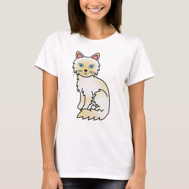 Camiseta Gato de desenho animado fofo Birman / Ragdoll cor  (Frente)