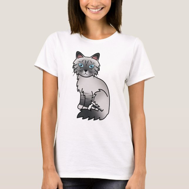Camiseta Gato de desenho animado fofo Blue Point Tabby Birm (Frente)
