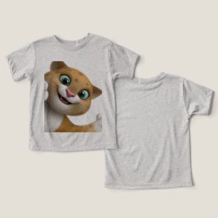 Camiseta Gato de Desenho Animado Fofo e Divertido Close-Up