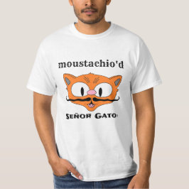 Camiseta gato de desenho animado humorístico com bigode