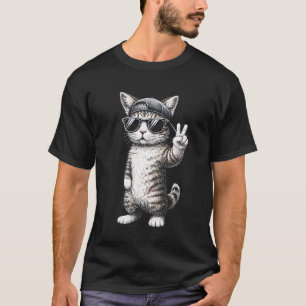 Camiseta Gato de desenho animado legal estilo de rua hip ho