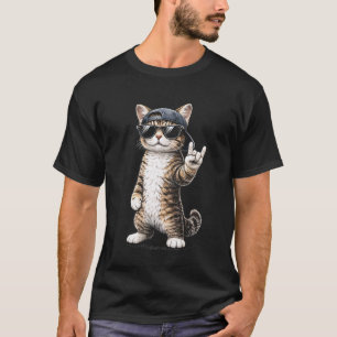 Camiseta Gato de Desenho Animado Legal Estilo de Rua Hip Ho