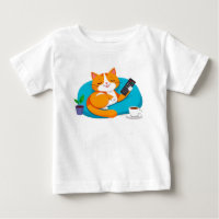 Gato de Desenho Animado Relaxado Com Controle Remo