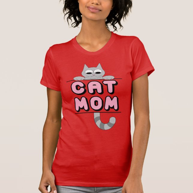 Camiseta Gato de Desenho Animado Sorridente "MÃE D (Frente)