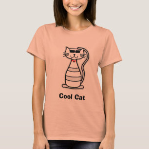 Camiseta Gato de desenho bonitinho legal e gato com óculos 