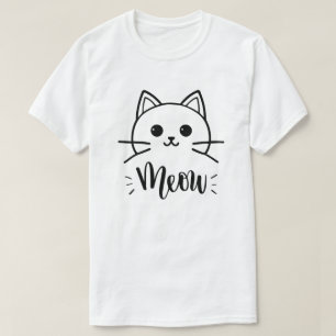 Camiseta Gato de desenho engraçado vetor. Impressão para t-