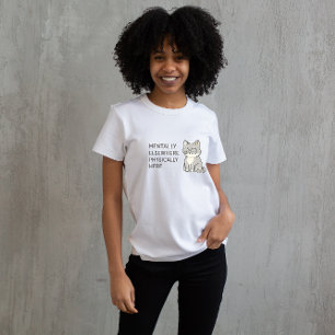 Camiseta Gato de Design Mentalmente em Outro Lugar Fisicame
