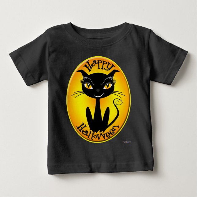 Camiseta Gato de Dia das Bruxas Feliz (Frente)