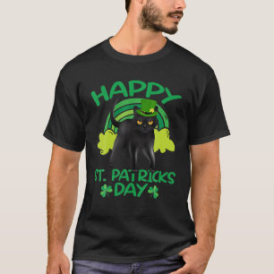 Camiseta Gato de Dia de São Patrício de Shamrock do Lepre