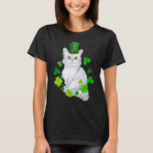 Camiseta Gato de Dia de São Patrício Feliz de Shamrock para