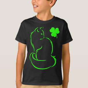 Camiseta Gato de Dias de São Patrícios de Gato Verde Shamro