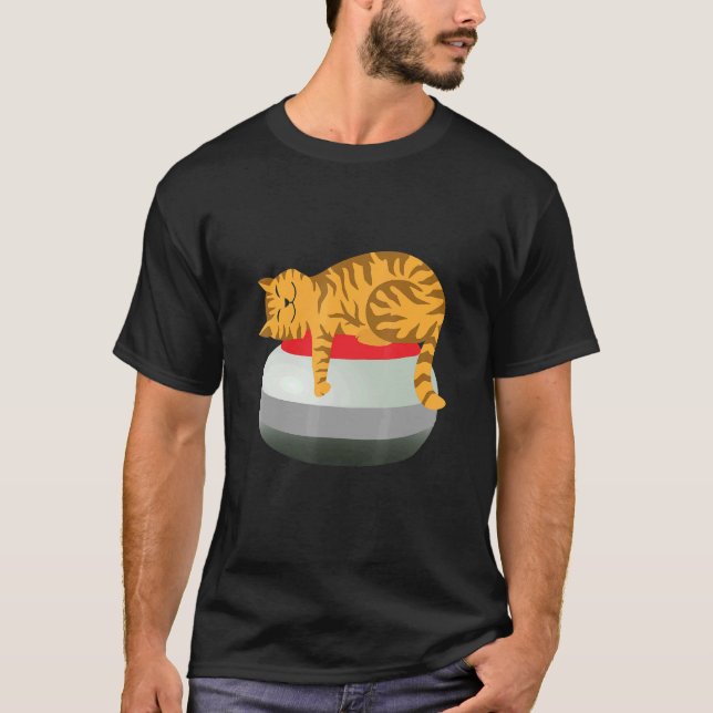 Camiseta Gato De Dormir Bastante Sentado Num Esporte De Ped (Frente)