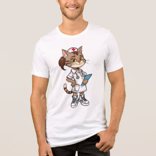 Camiseta Gato de Enfermeira Confiante - Estilo de Animação
