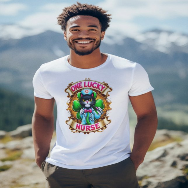 Camiseta Gato de Enfermeira Sortudo (Criador carregado)