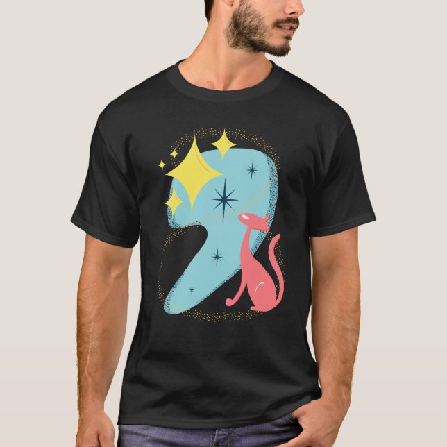 Camiseta Gato de Espelho Atômico no Estilo Moderno do Meio  (Frente)