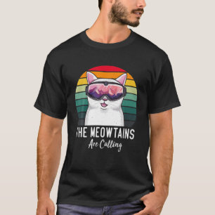 Camiseta Gato De Esqui Engraçado Amantes Dos Meados Chamam 