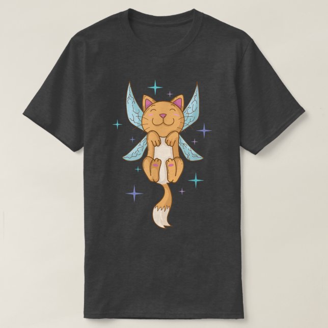 Camiseta Gato de fada com Asas (Frente do Design)