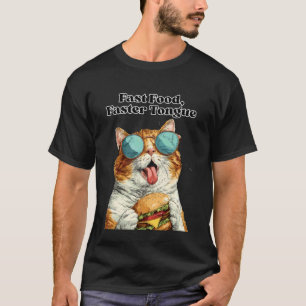 Camiseta Gato de Fast Food com Vibrações Divertidas de Hamb