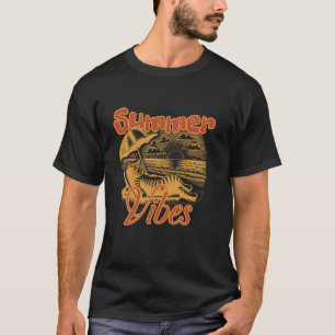 Camiseta Gato de Férias Tropicais de Verão