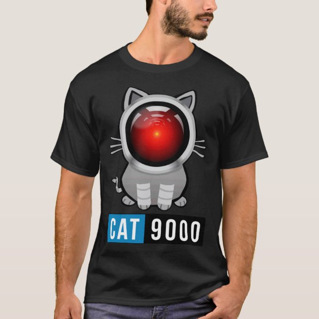 Camiseta Gato de Ficção Científica de Inteligência Artifici (Frente)