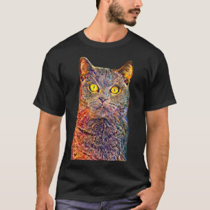 Camiseta Gato de Filtro de Pintagem de Óleo