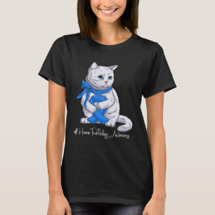 Camiseta Gato de Fita Azul do Mês de Conscientização sobre