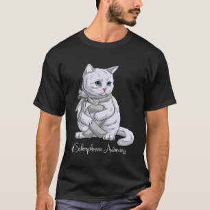 Camiseta Gato de Fita de Prata Mês de Consciência da Esquiz