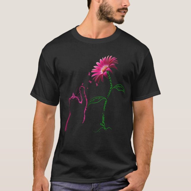 Camiseta Gato de Flor de Fita de Friso de Consciência do Ca (Frente)