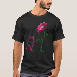 Camiseta Gato de Flor de Fita de Friso de Consciência do Ca