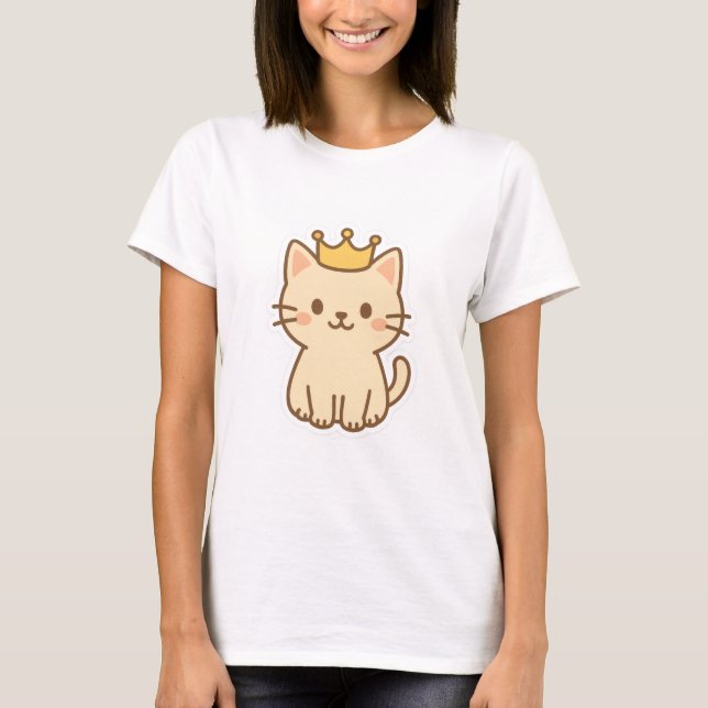 Camiseta Gato de Fofinho majestoso com uma Coroa (Frente)
