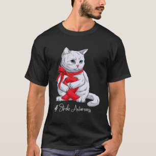 Camiseta Gato de Friso Vermelho Mês de Sensibilização