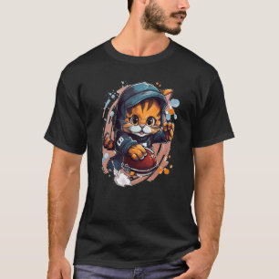 Camiseta Gato de Futebol Engraçado para Fãs e Amantes do Es