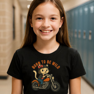 Camiseta Gato de Garota Biker de Rebelde Bonita