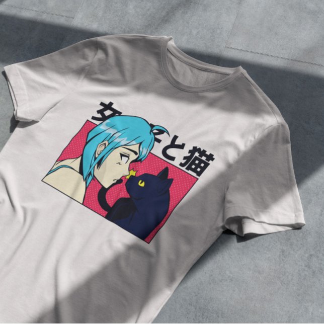 Camiseta Gato de Garota de Anime (Criador carregado)