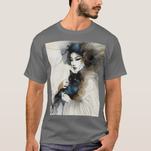 Camiseta Gato de Garota Japonesa Fantasy
