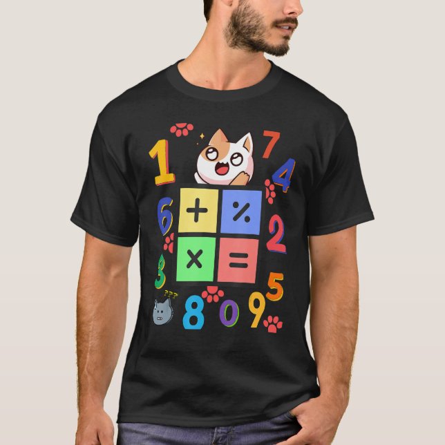 Camiseta Gato De Gatinha De Matemática Adoro Matemática E G (Frente)