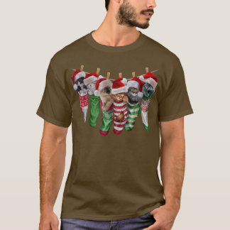 Camiseta Gato de Gatinho Bonito nas Meias de Natal