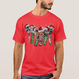 Camiseta Gato de Gatinho Bonito nas Meias de Natal 
