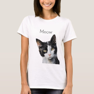 Camiseta Gato de Gatinho Branco Preto