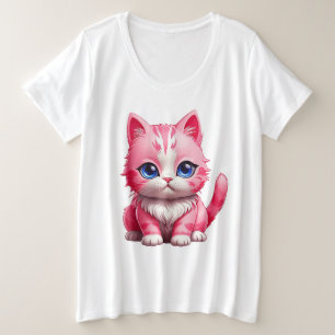 Camiseta Gato de Gatinho Rosa Gelado