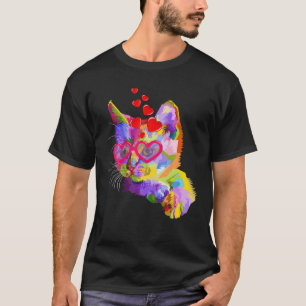 Camiseta Gato de Gato de Coca-Cola Bonita para o Coração Va