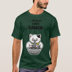 Camiseta Gato De Gato De Ramen Em Cubo