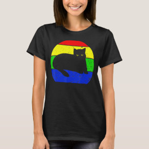 Camiseta Gato De Gato De Retrô Gato De Silhuette Animal 70