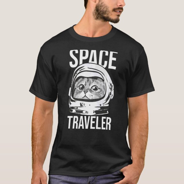 Camiseta Gato de Gato de Traveler do Espaço Proprietário de (Frente)