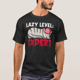 Camiseta Gato de Gato Giro Especialista de Nível Preguiçoso