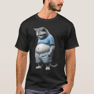 Camiseta Gato De Gato Gordo De Chubby No Jato De Esportes S