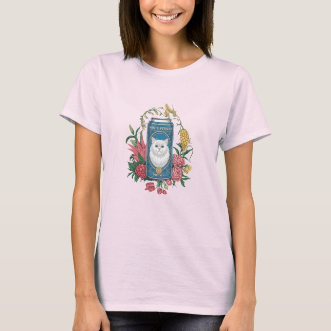 Camiseta Gato de Gato Persa Branco (Frente)