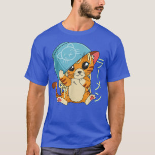 Camiseta Gato de Gatos Anime Kawaii Japonês Ramen Japão